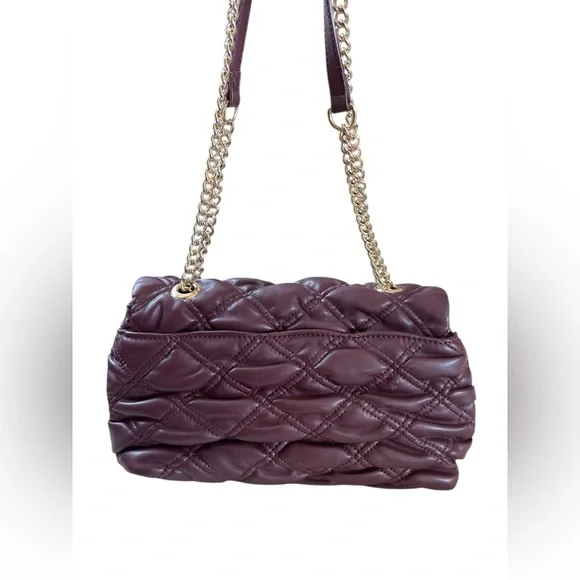 I.N.C International Concepts Soft Ajae Quilted Shoulder Bag Prune Maroon - Picture 3 of 10